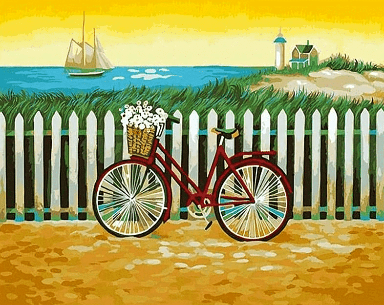 Paint by Numbers Kit Landscape Bicycle - Just Paint by Number